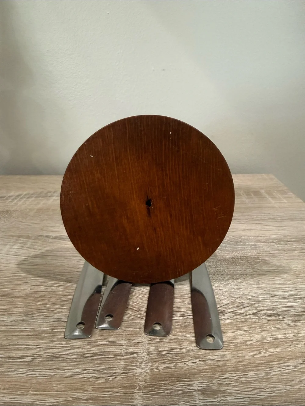 Wooden Stand with Hanging Stainless Spoons